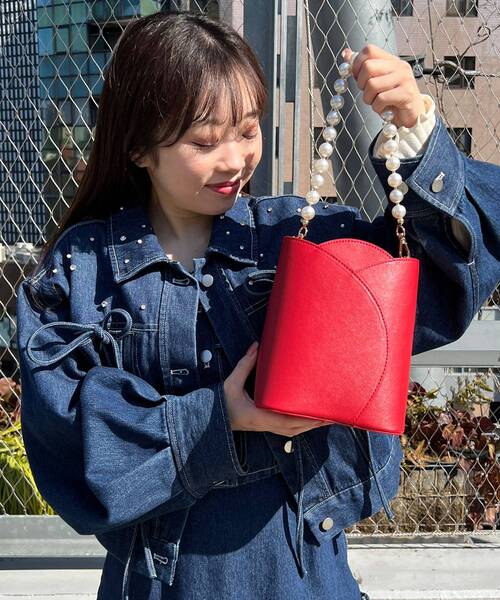 MAJESTIC LEGON(マジェスティックレゴン)の「マルチwayチューリップバッグ(ショルダーバッグ・レディース・アイボリー/ピンク/レッド・FREE)」の9枚目の写真