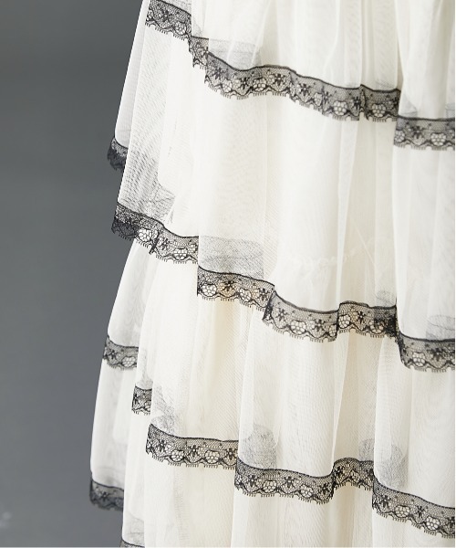 GEVS.（ジェイヴィス）の「チュールティアードマキシスカート＜大きいサイズ有＞GEVS.（スカート・レディース・アイボリー/グレイッシュベージュ・L/M/5L/4L/3L/LL）」の14枚目の写真