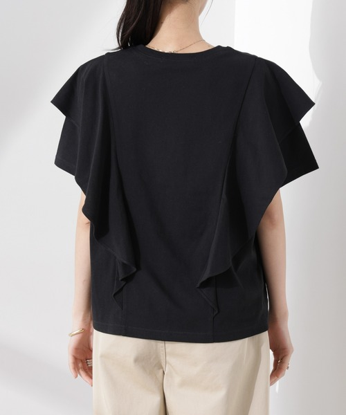NANO universe（ナノユニバース）の「ラッフルデザインTシャツ（Tシャツ/カットソー・レディース・ブラック/ホワイト/ピンク・FREE）」の21枚目の写真