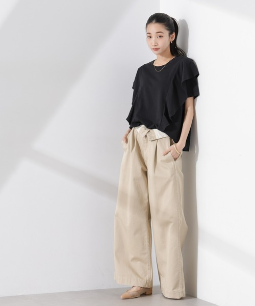 NANO universe（ナノユニバース）の「ラッフルデザインTシャツ（Tシャツ/カットソー・レディース・ブラック/ホワイト/ピンク・FREE）」の15枚目の写真