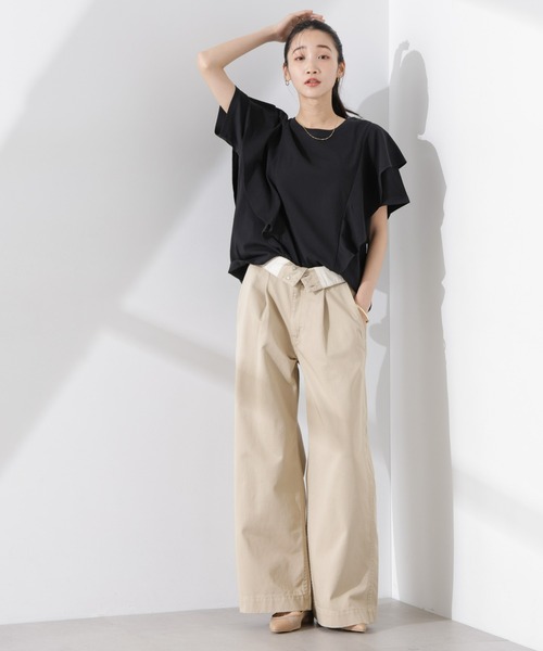 NANO universe（ナノユニバース）の「ラッフルデザインTシャツ（Tシャツ/カットソー・レディース・ブラック/ホワイト/ピンク・FREE）」の17枚目の写真