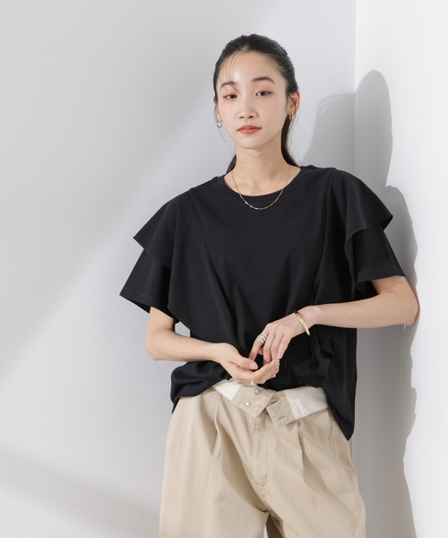 NANO universe（ナノユニバース）の「ラッフルデザインTシャツ（Tシャツ/カットソー・レディース・ブラック/ホワイト/ピンク・FREE）」の12枚目の写真