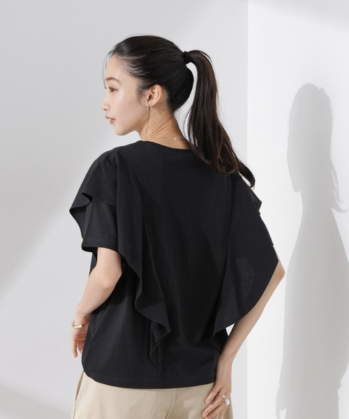 NANO universe（ナノユニバース）の「ラッフルデザインTシャツ（Tシャツ/カットソー・レディース・ブラック/ホワイト/ピンク・FREE）」の13枚目の写真