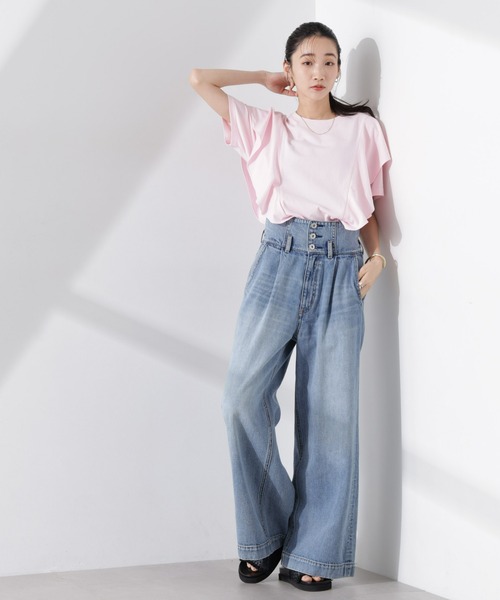 NANO universe（ナノユニバース）の「ラッフルデザインTシャツ（Tシャツ/カットソー・レディース・ブラック/ホワイト/ピンク・FREE）」の4枚目の写真