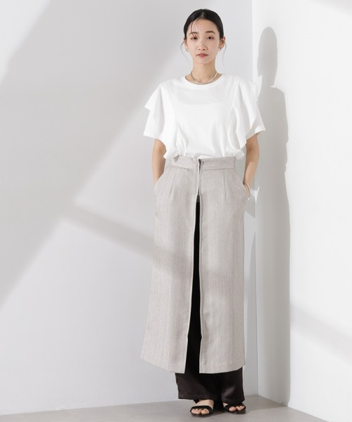 NANO universe（ナノユニバース）の「ラッフルデザインTシャツ（Tシャツ/カットソー・レディース・ブラック/ホワイト/ピンク・FREE）」の8枚目の写真