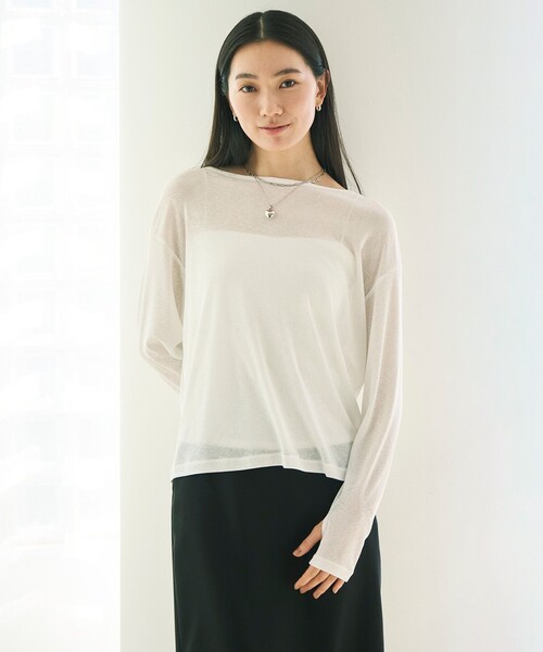 UNFILO(アンフィーロ)の「シアー スラブロンT(Tシャツ/カットソー・レディース・ピンク系/ホワイト系・SMALL/MEDIUM)」の1枚目の写真