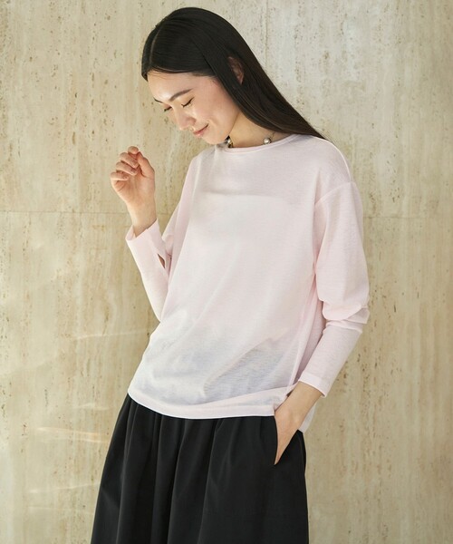 UNFILO(アンフィーロ)の「シアー スラブロンT(Tシャツ/カットソー・レディース・ピンク系/ホワイト系・SMALL/MEDIUM)」の2枚目の写真