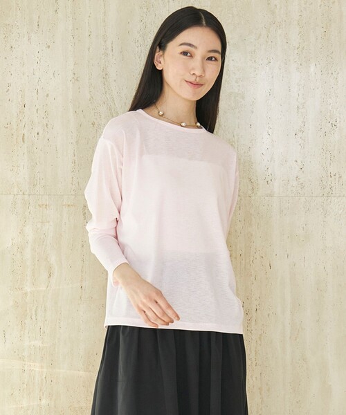 UNFILO(アンフィーロ)の「シアー スラブロンT(Tシャツ/カットソー・レディース・ピンク系/ホワイト系・SMALL/MEDIUM)」の12枚目の写真