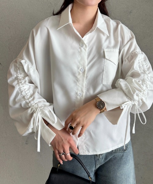 efill（エフィル）の「ギャザー スリーブ フリル シャツ（シャツ/ブラウス・レディース・ホワイト・FREE）」の14枚目の写真