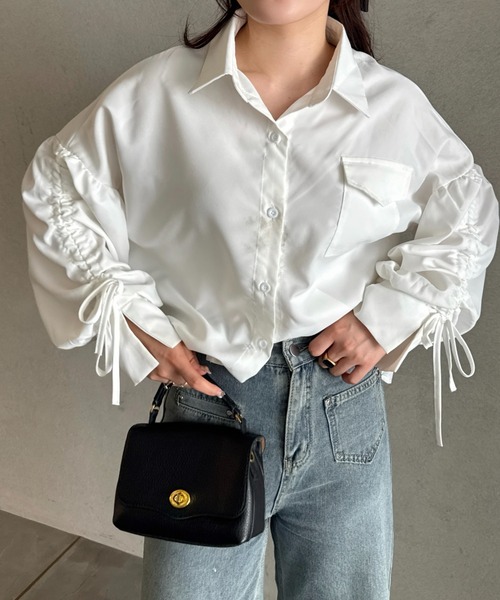 efill（エフィル）の「ギャザー スリーブ フリル シャツ（シャツ/ブラウス・レディース・ホワイト・FREE）」の11枚目の写真