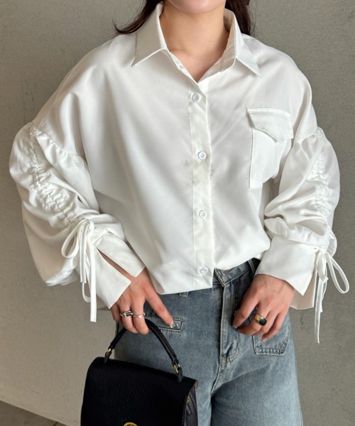 efill（エフィル）の「ギャザー スリーブ フリル シャツ（シャツ/ブラウス・レディース・ホワイト・FREE）」の13枚目の写真