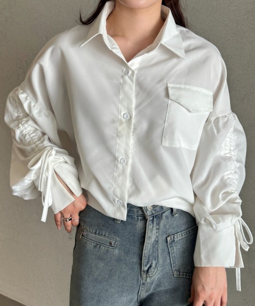 efill（エフィル）の「ギャザー スリーブ フリル シャツ（シャツ/ブラウス・レディース・ホワイト・FREE）」の12枚目の写真