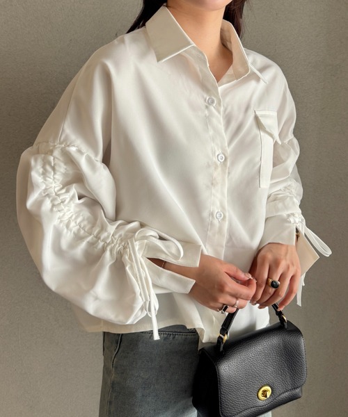 efill（エフィル）の「ギャザー スリーブ フリル シャツ（シャツ/ブラウス・レディース・ホワイト・FREE）」の18枚目の写真