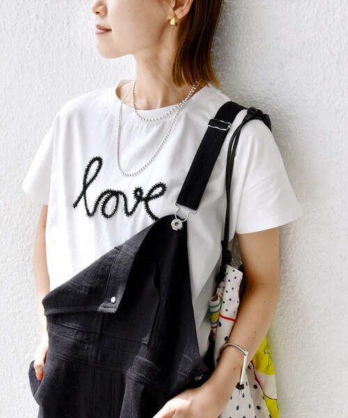 SHIPS（シップス）の「【WEB限定】ファンシー コード 刺繍 ロゴ TEE（Tシャツ/カットソー・レディース・ネイビー/レッド/オフホワイト/ダークグレー/ストーン・ONE SIZE）」の10枚目の写真
