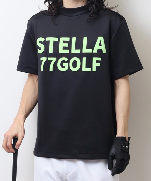 stella77golf(ステラセブンティーンセブンゴルフ)の「蛍光カラーゴルフモックネック半袖T(Tシャツ/カットソー・メンズ・ホワイト/ブラック/イエロー系/オレンジ系・M/XL/S/L)」の2枚目の写真