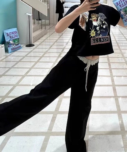 CERCA（チェルカ）の「【 MEMECLE / メメクル 】ダブルウエスト カジュアルイージーパンツ（その他パンツ・レディース・ブラック・S/M/L）」の6枚目の写真