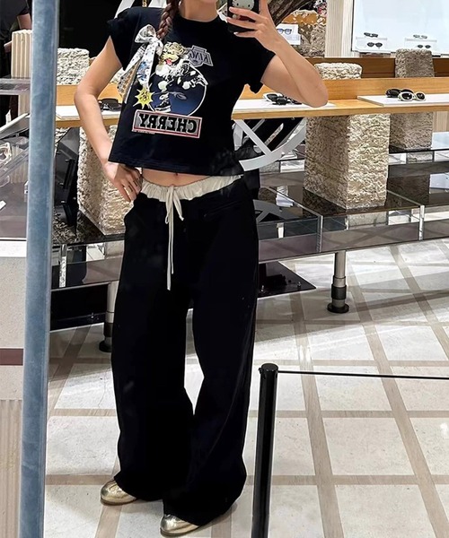 CERCA（チェルカ）の「【 MEMECLE / メメクル 】ダブルウエスト カジュアルイージーパンツ（その他パンツ・レディース・ブラック・S/M/L）」の2枚目の写真