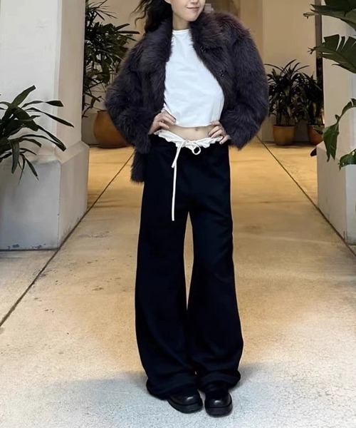 CERCA（チェルカ）の「【 MEMECLE / メメクル 】ダブルウエスト カジュアルイージーパンツ（その他パンツ・レディース・ブラック・S/M/L）」の3枚目の写真