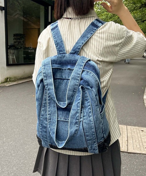 aimoha(アイモハ)の「B.A.G. デニムバックパック(バックパック/リュック・レディース・ライトブルー/ネイビー・FREE)」の1枚目の写真