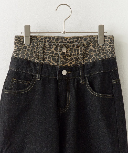 BLANK　（ブランク）の「Fake two-piece Leopard Highwaist Denim / フェイクツーピース レオパード ハイウエストデニム（デニムパンツ・レディース・レオパード・FREE）」の8枚目の写真