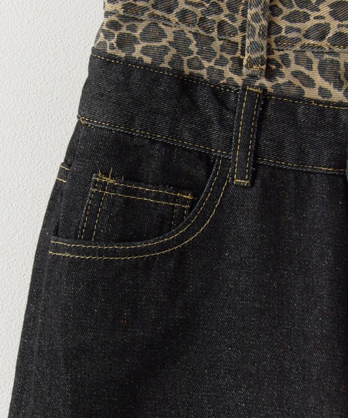 BLANK　（ブランク）の「Fake two-piece Leopard Highwaist Denim / フェイクツーピース レオパード ハイウエストデニム（デニムパンツ・レディース・レオパード・FREE）」の9枚目の写真