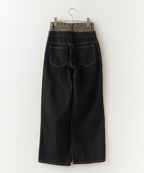 BLANK　（ブランク）の「Fake two-piece Leopard Highwaist Denim / フェイクツーピース レオパード ハイウエストデニム（デニムパンツ・レディース・レオパード・FREE）」の4枚目の写真