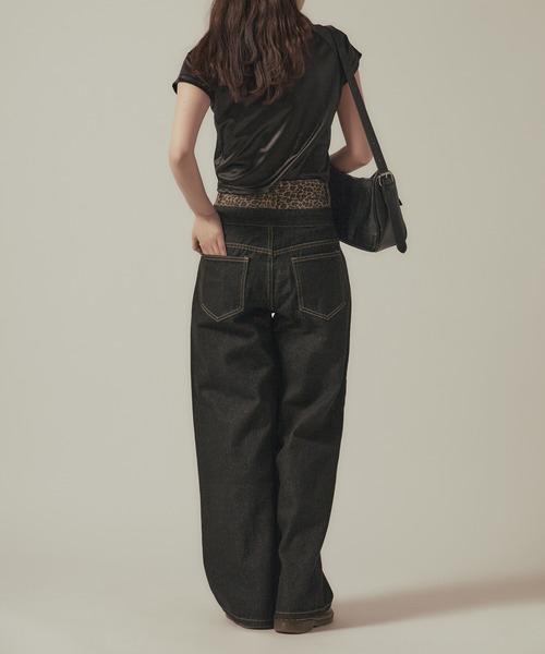 BLANK　（ブランク）の「Fake two-piece Leopard Highwaist Denim / フェイクツーピース レオパード ハイウエストデニム（デニムパンツ・レディース・レオパード・FREE）」の15枚目の写真
