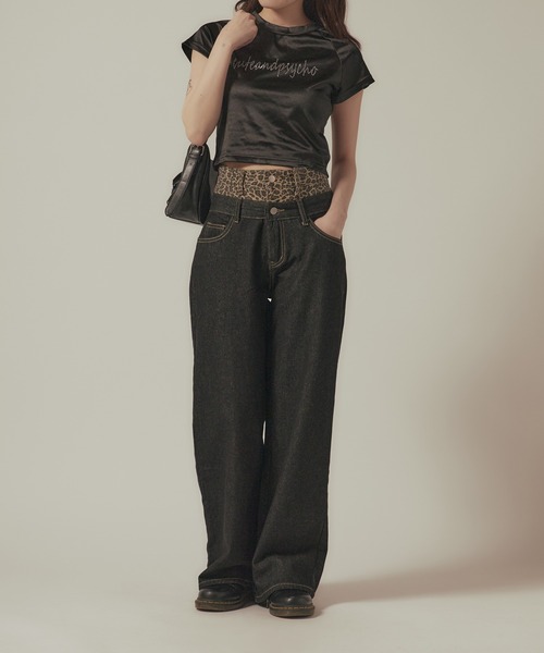 BLANK　（ブランク）の「Fake two-piece Leopard Highwaist Denim / フェイクツーピース レオパード ハイウエストデニム（デニムパンツ・レディース・レオパード・FREE）」の13枚目の写真