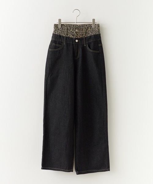 BLANK　（ブランク）の「Fake two-piece Leopard Highwaist Denim / フェイクツーピース レオパード ハイウエストデニム（デニムパンツ・レディース・レオパード・FREE）」の10枚目の写真