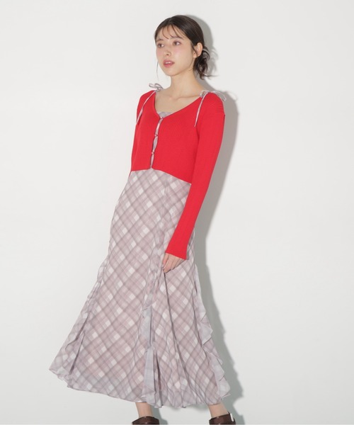 JILL by JILL STUART(ジルバイジルスチュアート)の「◇ショートカーデ・ラッフルキャミワンピセット(ワンピース・レディース・ホワイト/レッド・FREE)」の10枚目の写真