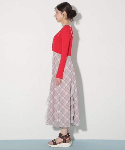 JILL by JILL STUART(ジルバイジルスチュアート)の「◇ショートカーデ・ラッフルキャミワンピセット(ワンピース・レディース・ホワイト/レッド・FREE)」の12枚目の写真