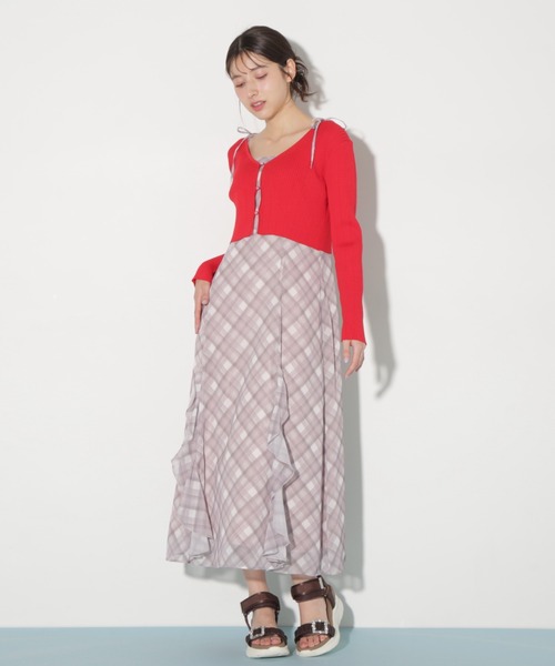JILL by JILL STUART(ジルバイジルスチュアート)の「◇ショートカーデ・ラッフルキャミワンピセット(ワンピース・レディース・ホワイト/レッド・FREE)」の16枚目の写真