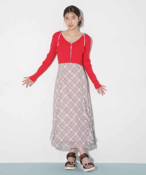 JILL by JILL STUART(ジルバイジルスチュアート)の「◇ショートカーデ・ラッフルキャミワンピセット(ワンピース・レディース・ホワイト/レッド・FREE)」の17枚目の写真