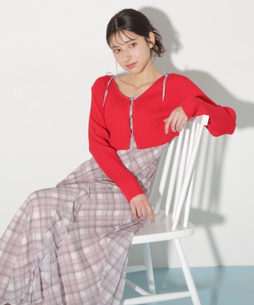 JILL by JILL STUART(ジルバイジルスチュアート)の「◇ショートカーデ・ラッフルキャミワンピセット(ワンピース・レディース・ホワイト/レッド・FREE)」の22枚目の写真
