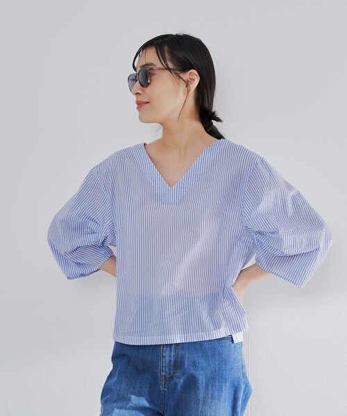 RONEL(ロネル)の「【大草直子さんコラボ】AMARC(アマーク)ギャザースリーブブラウス(シャツ/ブラウス・レディース・ブラック/ライトブルー/ケリーグリーン・S/M/L)」の10枚目の写真