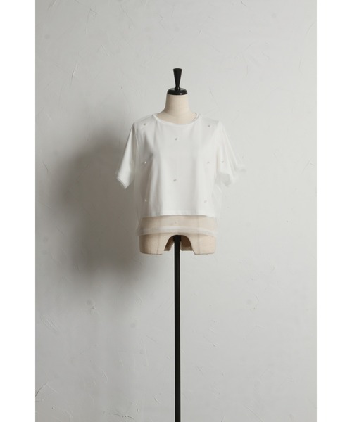 &. NOSTALGIA(アンドドットノスタルジア)の「【ZOZO限定】パール付きカットプルオーバー(Tシャツ/カットソー・レディース・ホワイト/ブラック・M)」の15枚目の写真