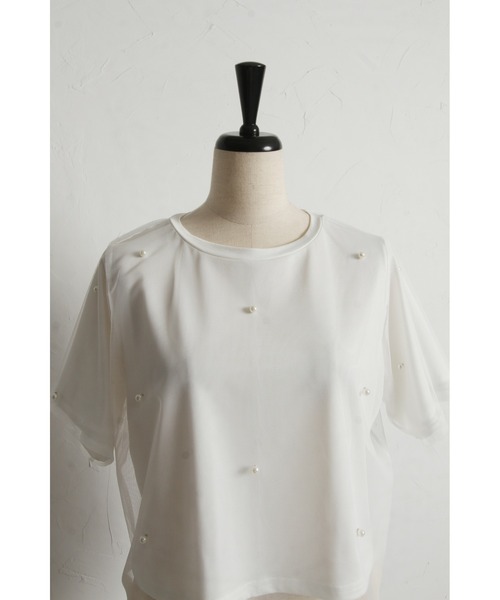 &. NOSTALGIA(アンドドットノスタルジア)の「【ZOZO限定】パール付きカットプルオーバー(Tシャツ/カットソー・レディース・ホワイト/ブラック・M)」の18枚目の写真