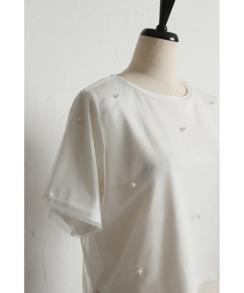 &. NOSTALGIA(アンドドットノスタルジア)の「【ZOZO限定】パール付きカットプルオーバー(Tシャツ/カットソー・レディース・ホワイト/ブラック・M)」の19枚目の写真