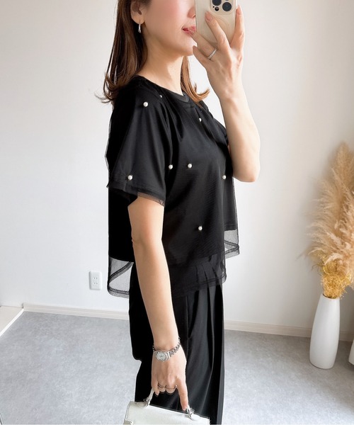 &. NOSTALGIA(アンドドットノスタルジア)の「【ZOZO限定】パール付きカットプルオーバー(Tシャツ/カットソー・レディース・ホワイト/ブラック・M)」の12枚目の写真