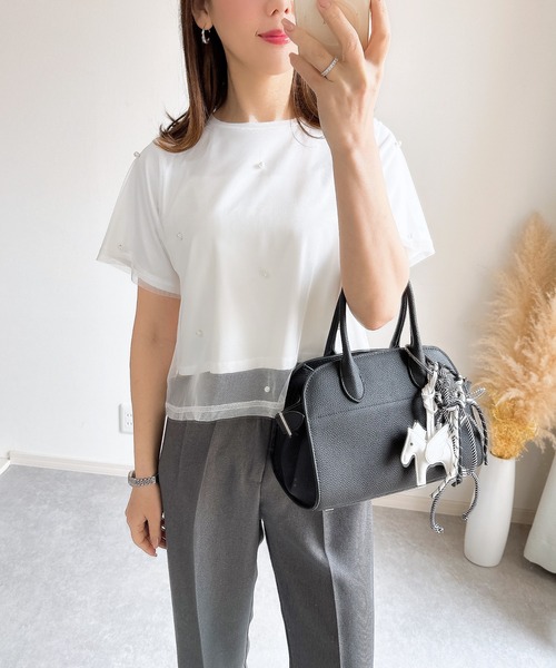 &. NOSTALGIA(アンドドットノスタルジア)の「【ZOZO限定】パール付きカットプルオーバー(Tシャツ/カットソー・レディース・ホワイト/ブラック・M)」の4枚目の写真