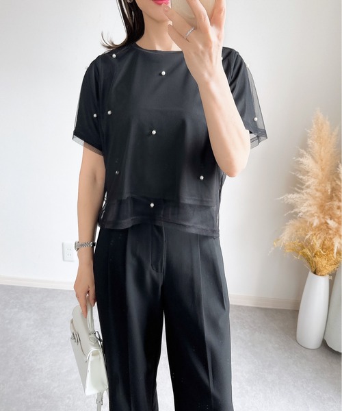 &. NOSTALGIA(アンドドットノスタルジア)の「【ZOZO限定】パール付きカットプルオーバー(Tシャツ/カットソー・レディース・ホワイト/ブラック・M)」の7枚目の写真