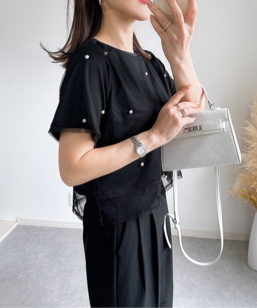 &. NOSTALGIA(アンドドットノスタルジア)の「【ZOZO限定】パール付きカットプルオーバー(Tシャツ/カットソー・レディース・ホワイト/ブラック・M)」の10枚目の写真