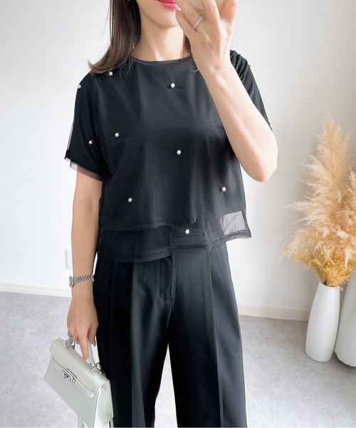 &. NOSTALGIA(アンドドットノスタルジア)の「【ZOZO限定】パール付きカットプルオーバー(Tシャツ/カットソー・レディース・ホワイト/ブラック・M)」の11枚目の写真