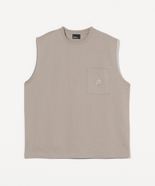 green label relaxing（グリーンレーベルリラクシング）の「【WEB限定】＜GLR or＞ロゴ ノースリーブ -吸水速乾・抗菌-（タンクトップ・メンズ・モカ/ブラック/ホワイト/ライトグレー・S/M/L）」の4枚目の写真