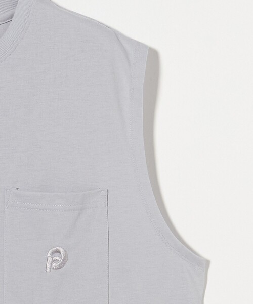 green label relaxing（グリーンレーベルリラクシング）の「【WEB限定】＜GLR or＞ロゴ ノースリーブ -吸水速乾・抗菌-（タンクトップ・メンズ・モカ/ブラック/ホワイト/ライトグレー・S/M/L）」の8枚目の写真