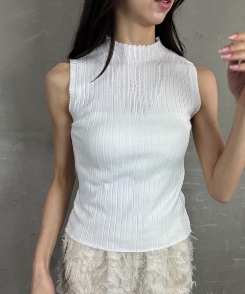 限定値下【美品】Needles ノースリーブトップス XS サイドバイカラーラインノースリーブニットトップス［N1100