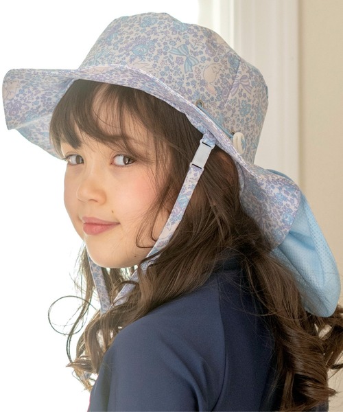 Catherine Cottage（キャサリンコテージ）の「撥水加工日よけリボンハット（ハット・キッズ・ベージュ/ピンク系2/サックスブルー系3/サックスブルー系4/ピンク/ライラック系4/ベージュ系1/ブルー系2/ライラック系3/ブルー/ブルー系1/ピンク系1/ライトグリーン系3/ライトグリーン系4/ピンク系3/ピンク系4・52/56）」の8枚目の写真
