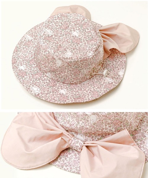 Catherine Cottage（キャサリンコテージ）の「撥水加工日よけリボンハット（ハット・キッズ・ベージュ/ピンク系2/サックスブルー系3/サックスブルー系4/ピンク/ライラック系4/ベージュ系1/ブルー系2/ライラック系3/ブルー/ブルー系1/ピンク系1/ライトグリーン系3/ライトグリーン系4/ピンク系3/ピンク系4・52/56）」の22枚目の写真