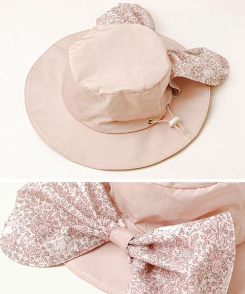 Catherine Cottage（キャサリンコテージ）の「撥水加工日よけリボンハット（ハット・キッズ・ベージュ/ピンク系2/サックスブルー系3/サックスブルー系4/ピンク/ライラック系4/ベージュ系1/ブルー系2/ライラック系3/ブルー/ブルー系1/ピンク系1/ライトグリーン系3/ライトグリーン系4/ピンク系3/ピンク系4・52/56）」の19枚目の写真