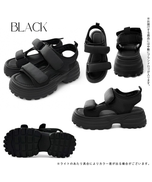 Sugar Sugar（シュガーシュガー）の「厚底スポーツサンダル 【SUGARSUGAR シュガーシュガー】レディース 厚底 ボリュームソール ダブルベルト 歩きやすい メッシュ スポサン スタイルアップ メッシュ 黒 アイボリー ふわふわ（サンダル・レディース・アイボリー/ブラック・S/M/L/LL）」の7枚目の写真